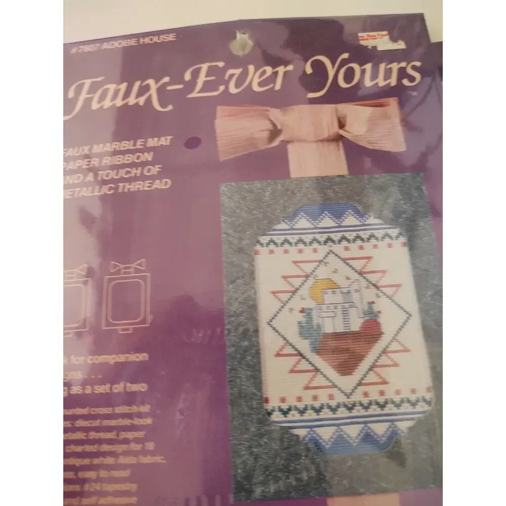 2 Southwest Cross Stitch Kit Coyote & Adobe House includes Mats 5x7